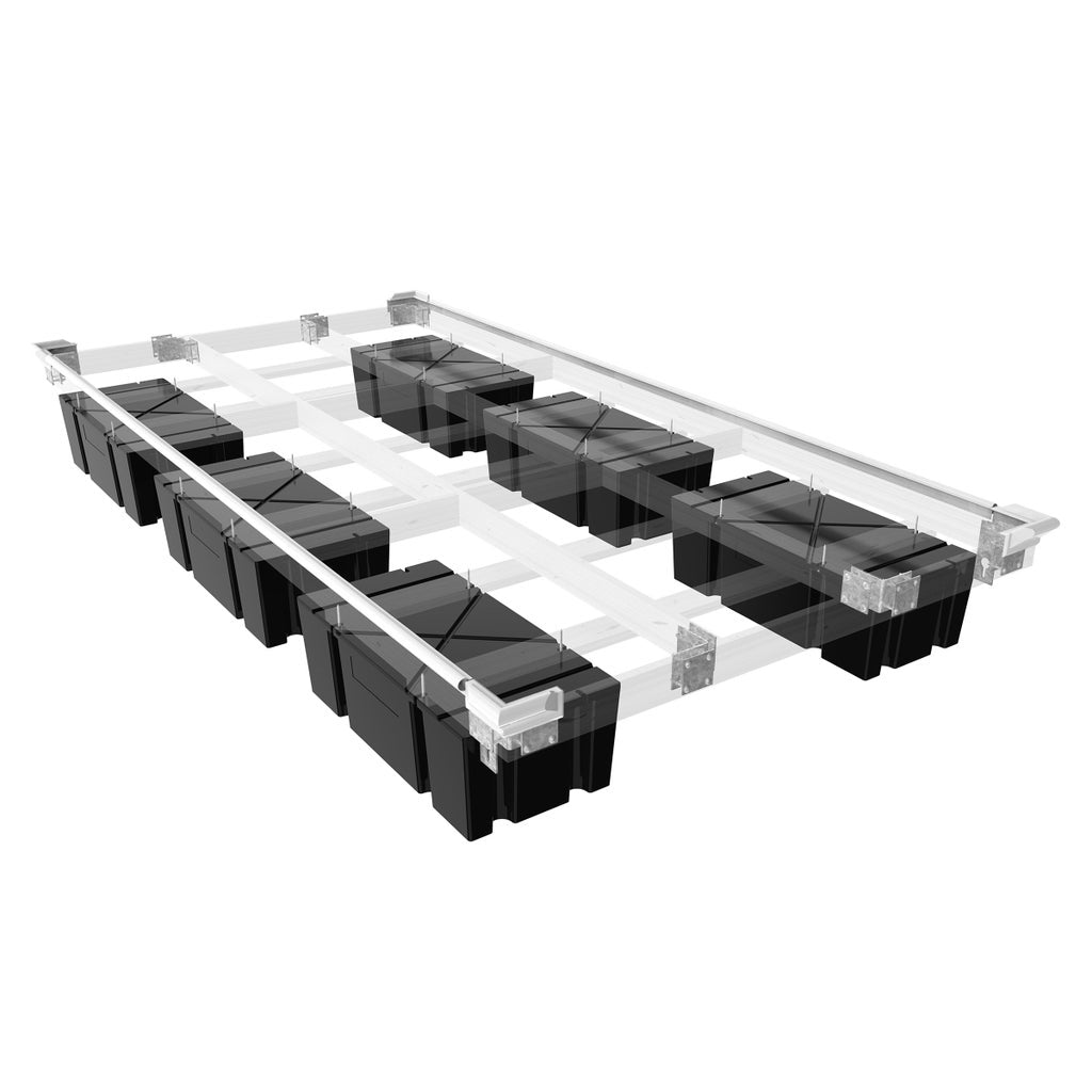 Multinautic® Sturdy Dock Hardware Kit and Floats For High Freeboard Floating Wood Dock