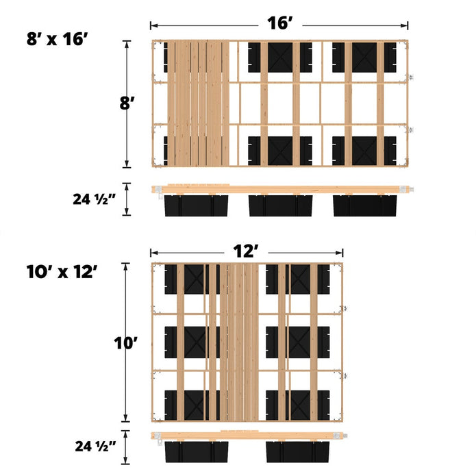 Multinautic® Sturdy Dock Hardware Kit and Floats For High Freeboard Floating Wood Dock