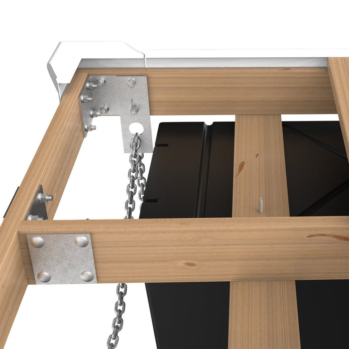 Multinautic® Sturdy Dock Hardware Kit and Floats For High Freeboard Floating Wood Dock