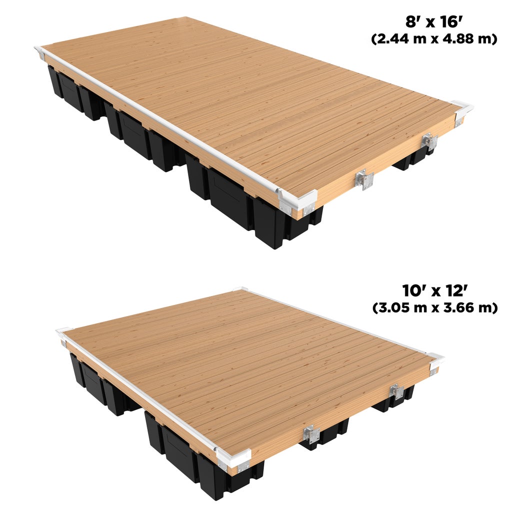Multinautic® Sturdy Dock Hardware Kit and Floats For High Freeboard Floating Wood Dock
