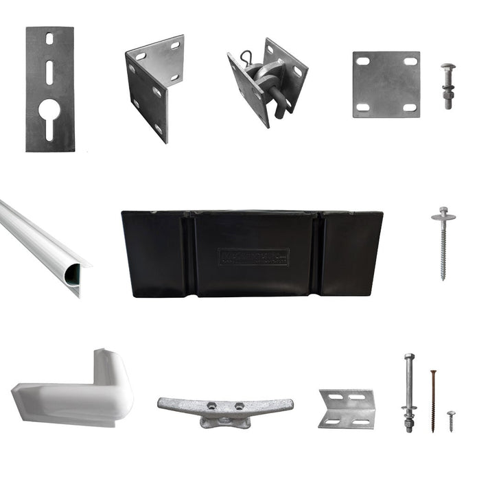 Multinautic® Sturdy Dock Hardware Kit and Floats For High Freeboard Floating Wood Dock