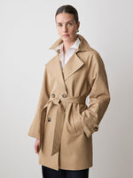 Double-Breasted Twill Trench Coat with Belt