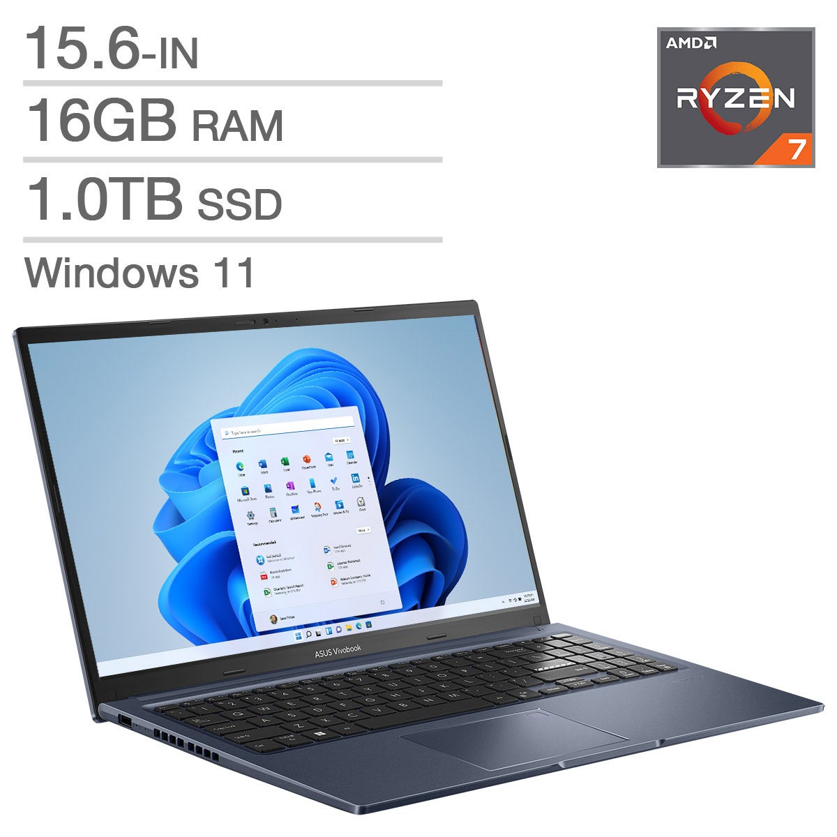 ASUS Vivobook 15 15.6-in Laptop, AMD Ryzen 7 5825U – 16GB RAM, 1TB SSD
