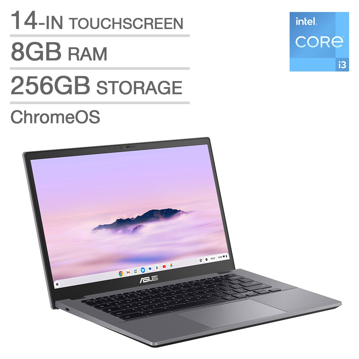 ASUS CX34 14-in Touchscreen Chromebook Plus, Intel Core i3-1215U - 8GB RAM, 256GB Storage