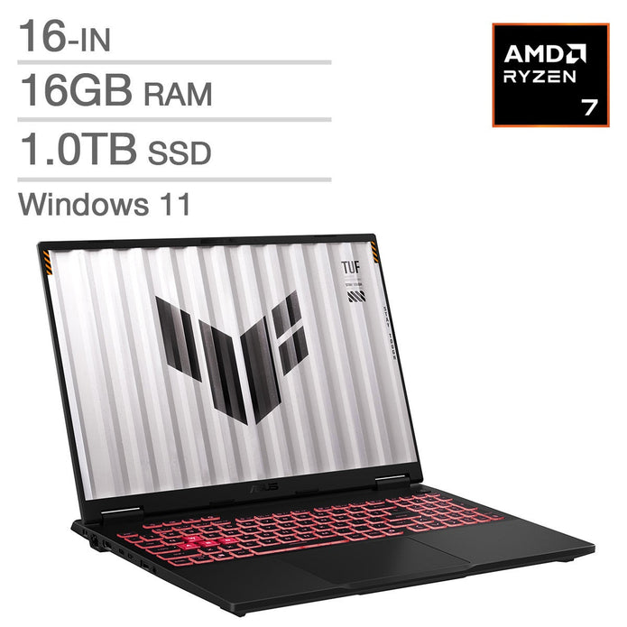 ASUS TUF Gaming A16 16-in Gaming Laptop, AMD Ryzen 7 260 - 16GB RAM, 1TB SSD, 8GB NVIDIA GeForce RTX 5050