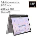 ASUS CM34 Flip 14-in 2-in-1 Touchscreen Chromebook, AMD Ryzen 5 7520C – 8GB RAM, 256GB SSD