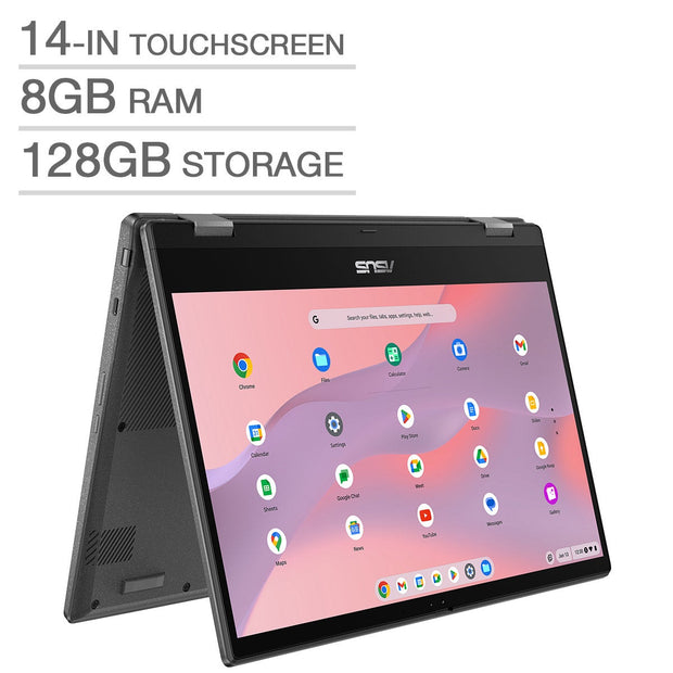ASUS CM1 Flip 14-in 2-in-1 Touchscreen Chromebook Bundle, MediaTek Kompanio 520 – 8GB RAM, 128GB Storage