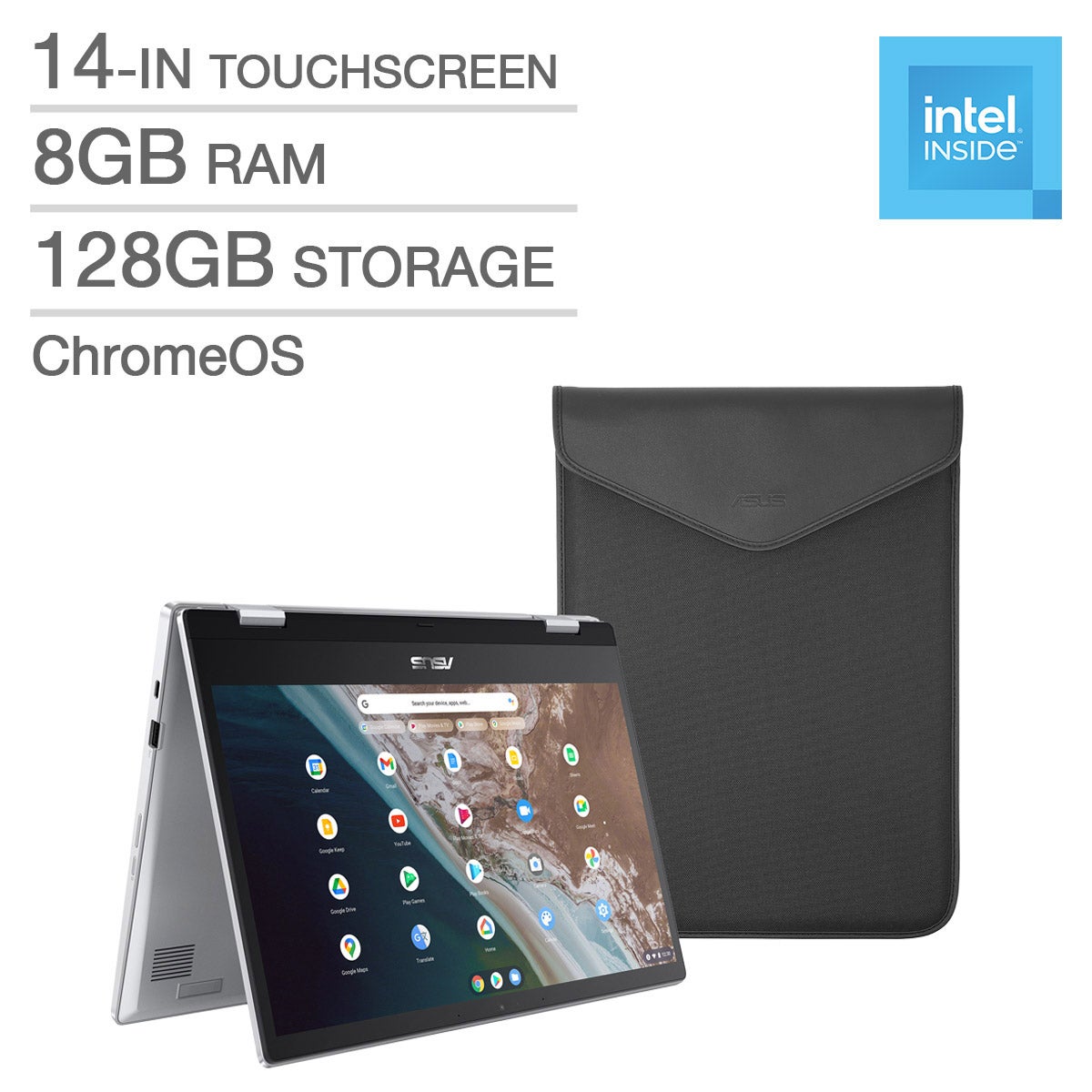 ASUS CX1 Flip 14-in 2-in-1 Touchscreen Chromebook, Intel Celeron N4500 - 8GB RAM, 128GB Storage