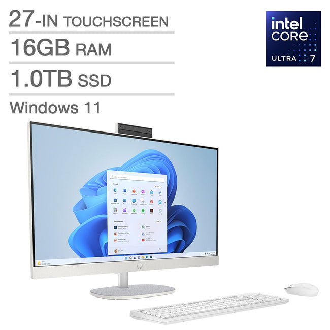 HP 27-in. All-in-One Touchscreen Desktop, Intel Core Ultra 7 155U - 16GB RAM, 1TB SSD