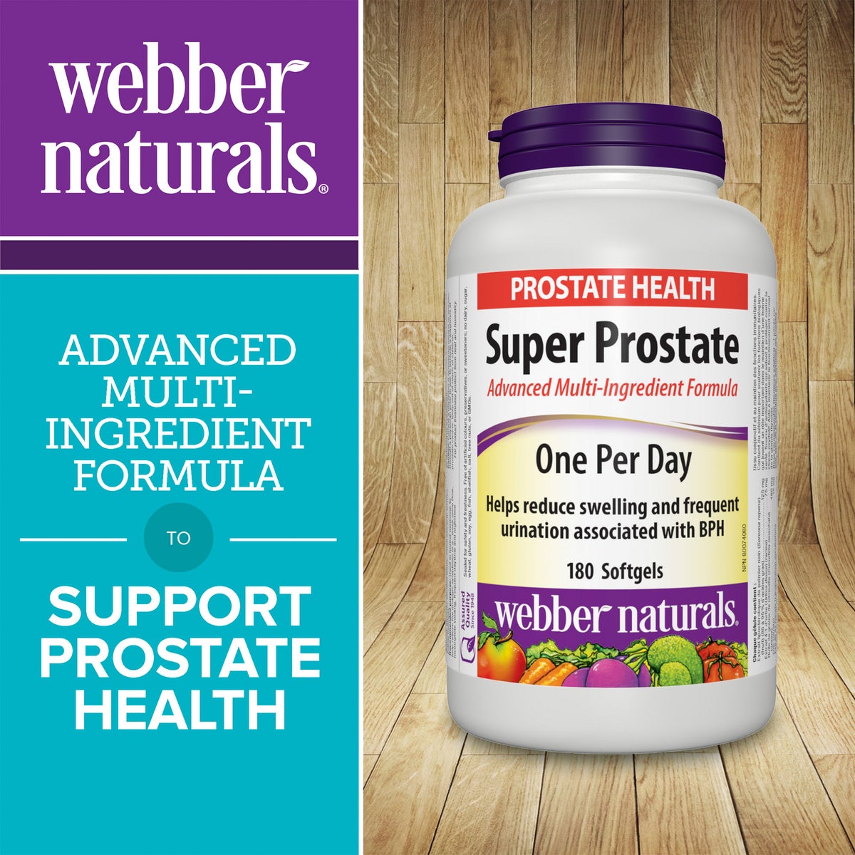 webber naturals Super Prostate Advanced Multi-Ingredient Formula Softgels, 180-count