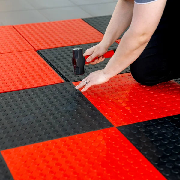 Ultralock Black & Red Solid Garage Tiles