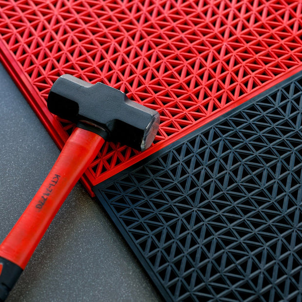 Ultralock Black & Red Perforated Garage Tiles
