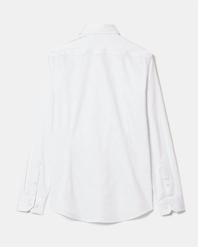 White Slim-Fit Dress Shirt with Micro Dots