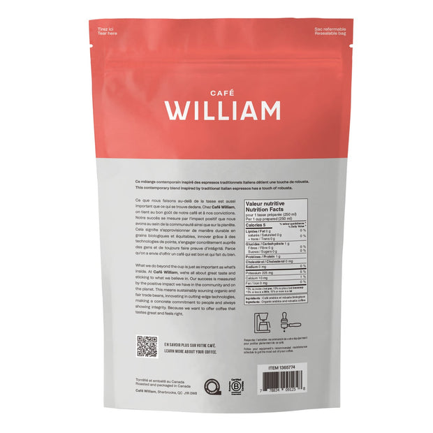 Café William Espresso Italiano Fair Trade and Organic Coffee, 2 x 908 g