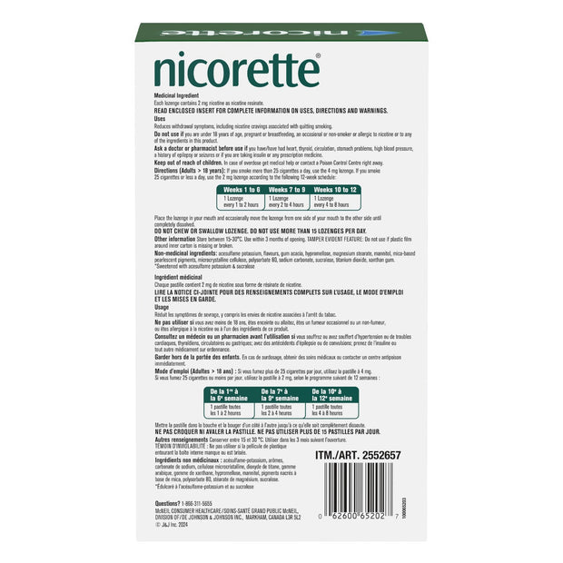 NICORETTE Nicotine Lozenges, Mint, 2mg, 240-count