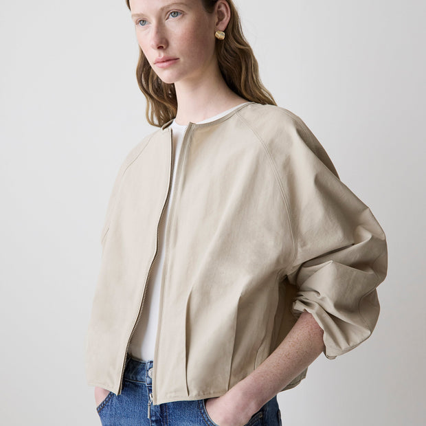 Short Twill Jacket with Cinched Waist
