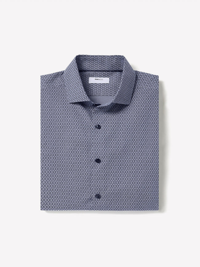Regular-Fit Dress Shirt with Micro Geo Print