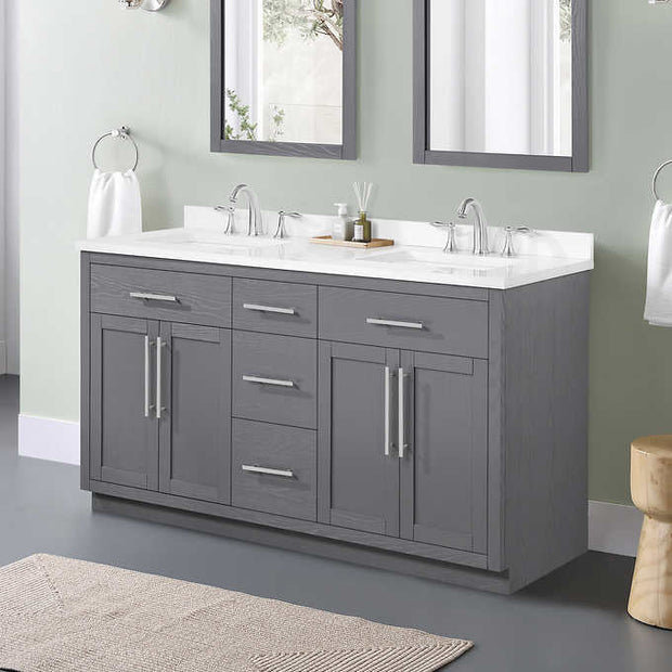 OVE Decors Kaya Vanity in Dark Charcoal with Engineered Stone Top