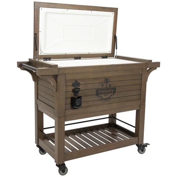 Tommy Bahama, Rolling Cooler, 100QT, Wood