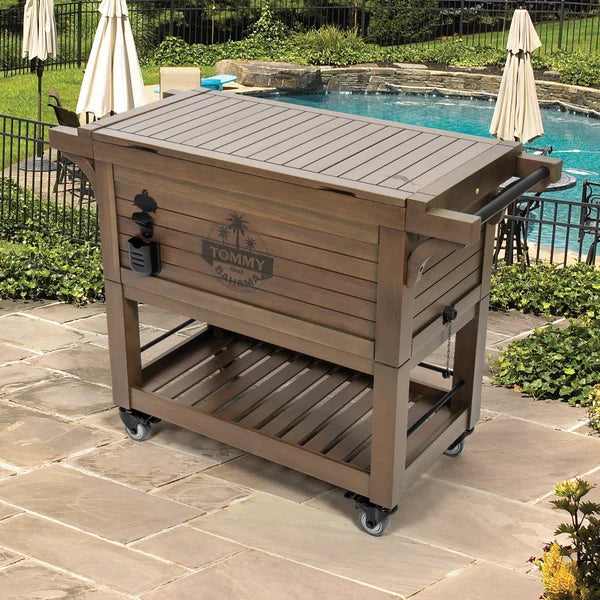 Tommy Bahama, Rolling Cooler, 100QT, Wood