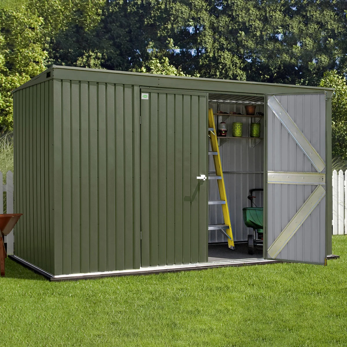 Scotts Garden Storage Shed, 12 ft. × 4 ft. Vintage Green
