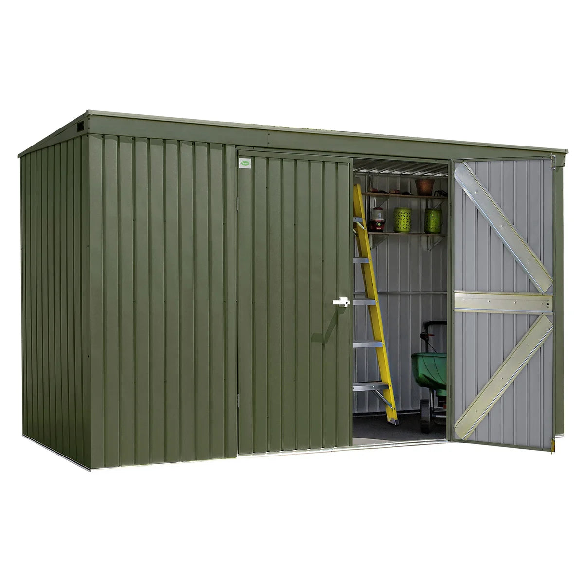 Scotts Garden Storage Shed, 12 ft. × 4 ft. Vintage Green