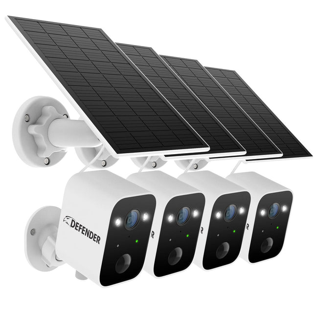Defender Solar 4K Everwatch Camera, 3W Solar Panel, 4-pack