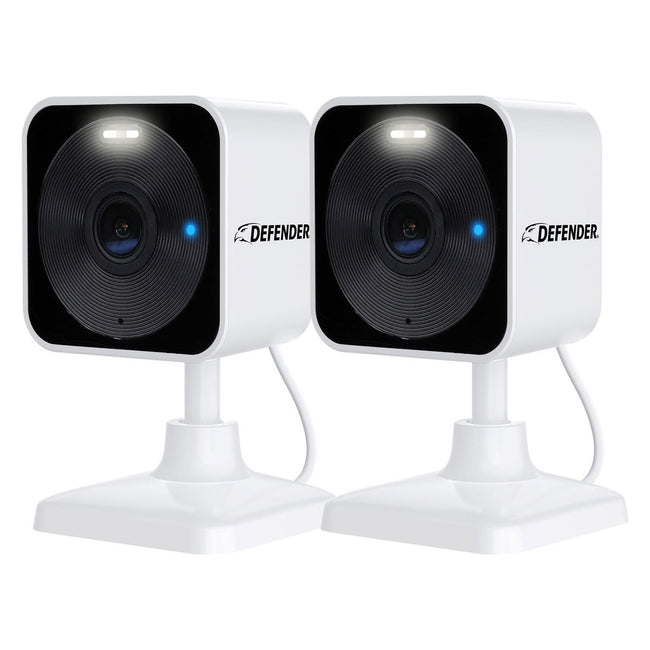 Defender GO 2K AI Powered Plug-in Indoor/Outdoor Wi-Fi Security Cameras, 2 pack