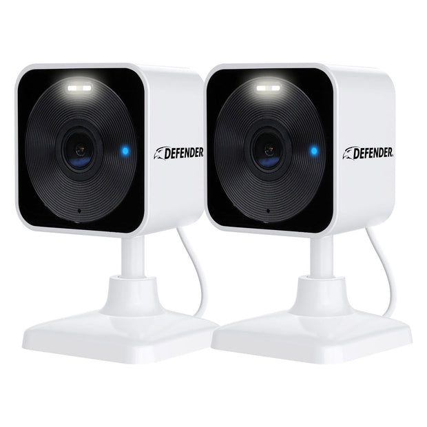 Defender GO 2K AI Powered Plug-in Indoor/Outdoor Wi-Fi Security Cameras, 2 pack