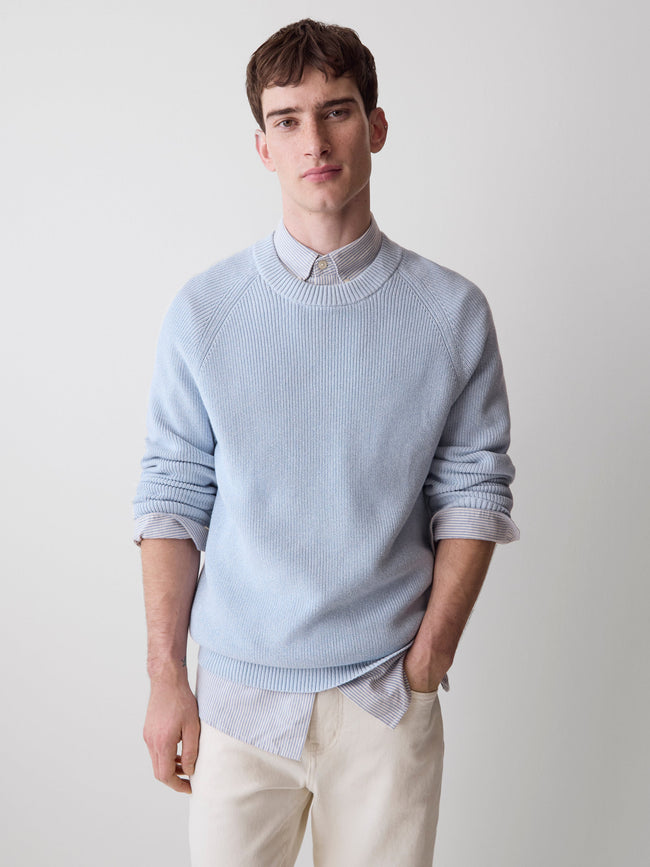 Long-Sleeve Sweater with Shaker Stitches