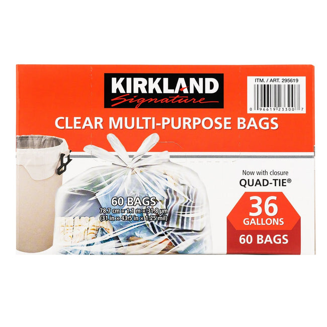 Kirkland Signature Quad-tie Clear Multi-purpose Bags, 60-pack