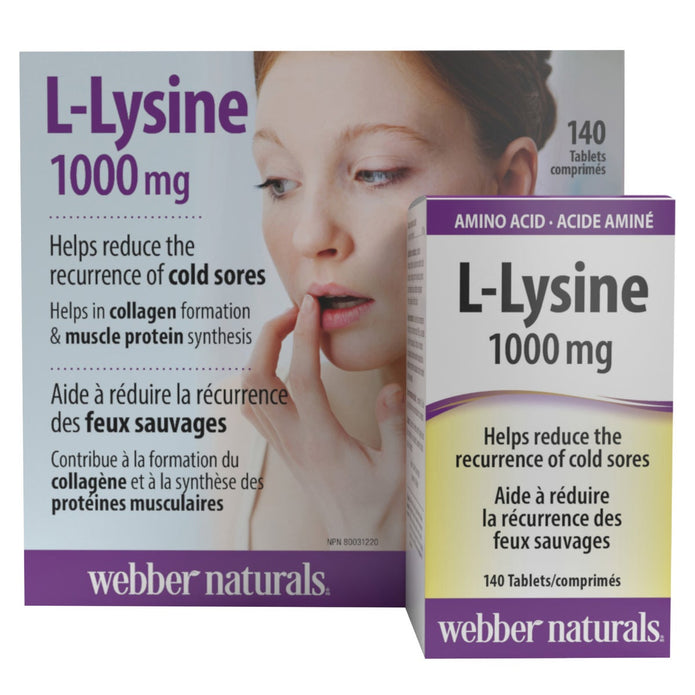 webber naturals L-Lysine 1000 mg, 2 x 140 Tablets