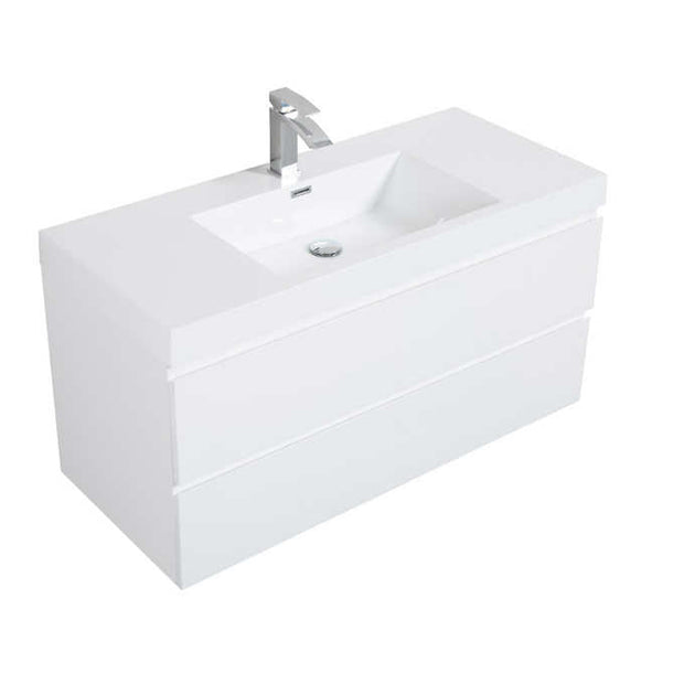 SERA 42 in. Glossy White CAPRI Vanity with Glossy White Polymarble Countertop