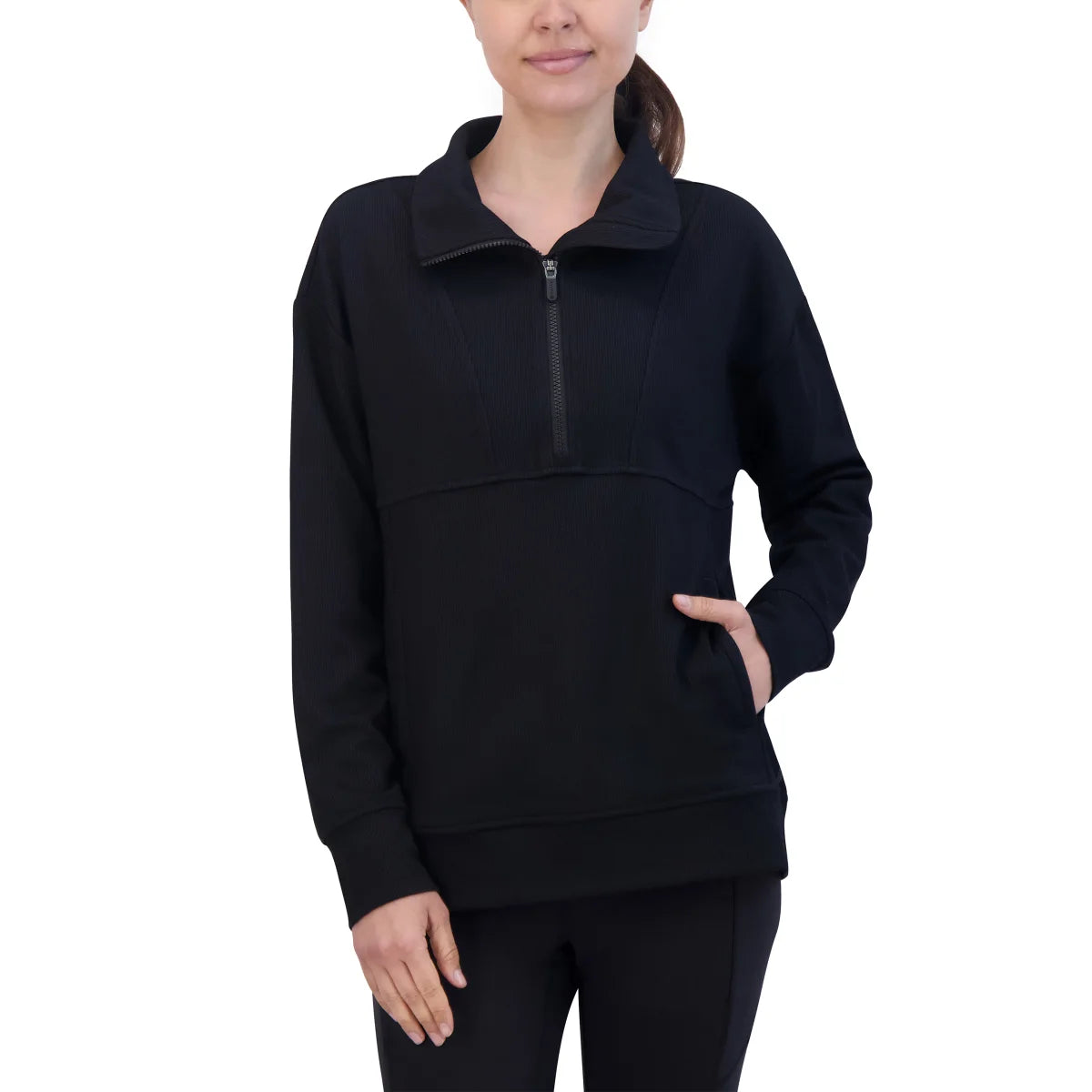Gaiam Women's Ribbed Quarter Zip Pullover