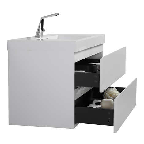 SERA CAPRI Vanity with Glossy White Polymarble Countertop
