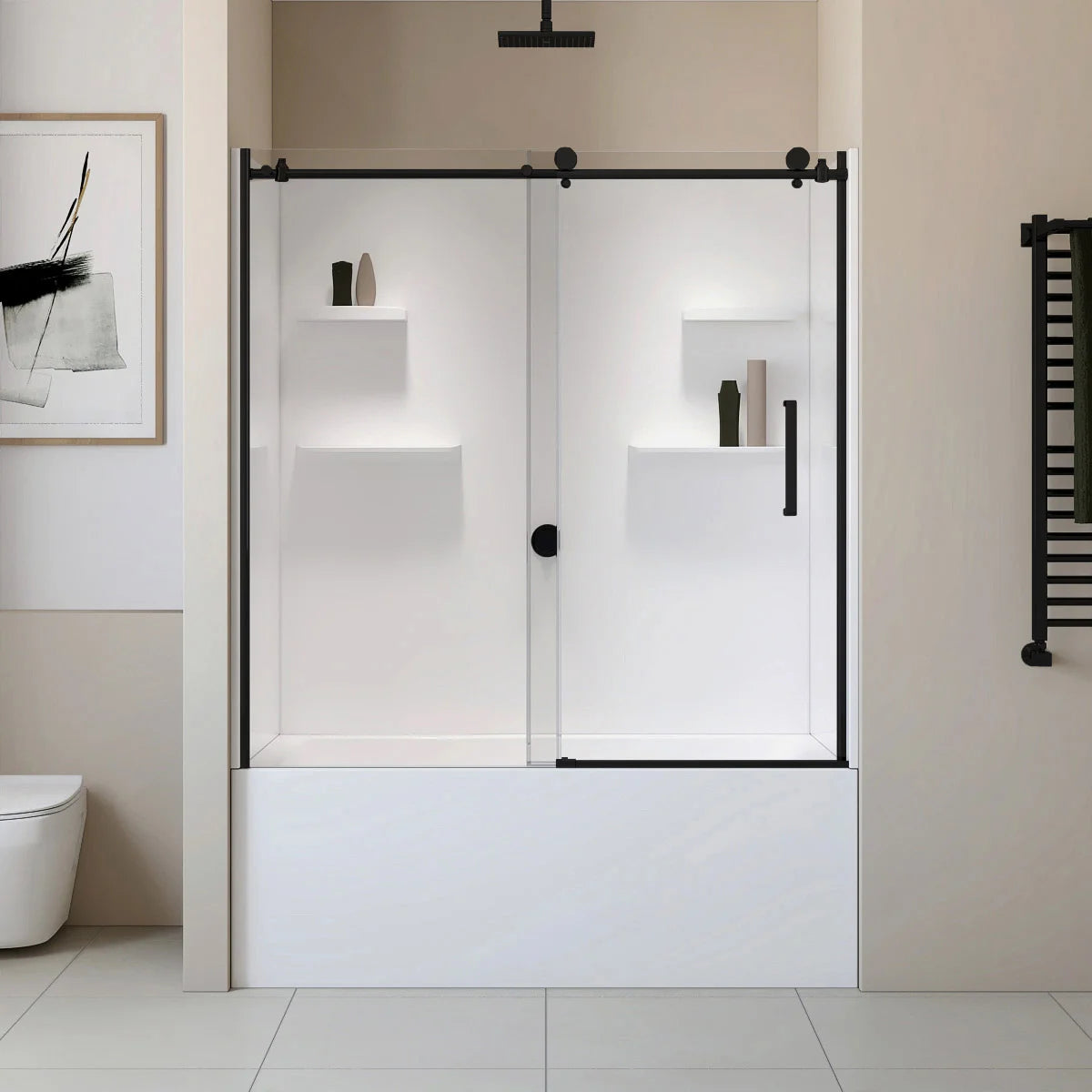 Appollo Cameron 32 in. x 60 in. Skirted Bathtub with Shower Doors and Wall Kit, Left Drain