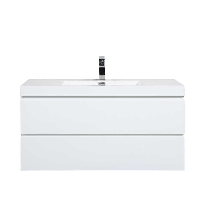 SERA 42 in. Glossy White CAPRI Vanity with Glossy White Polymarble Countertop