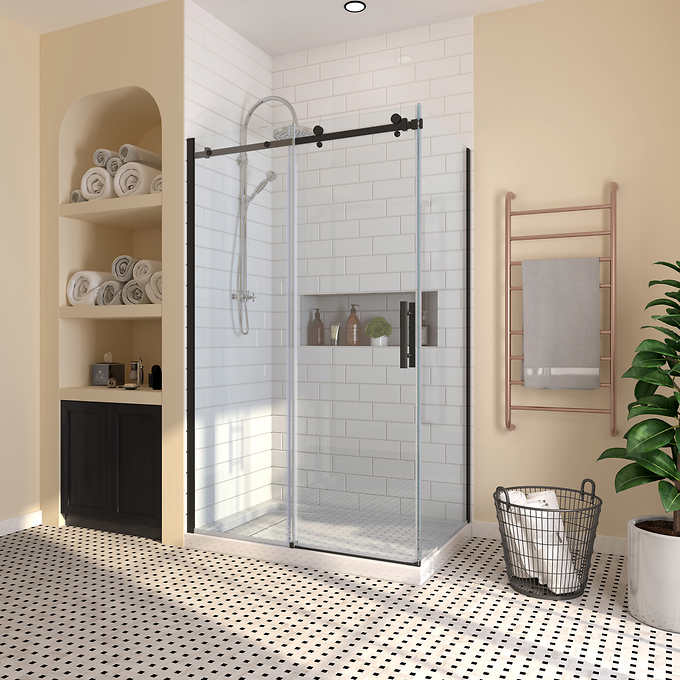 OVE Kelsey 48 in. x 32 in. Corner Shower Kit with Base