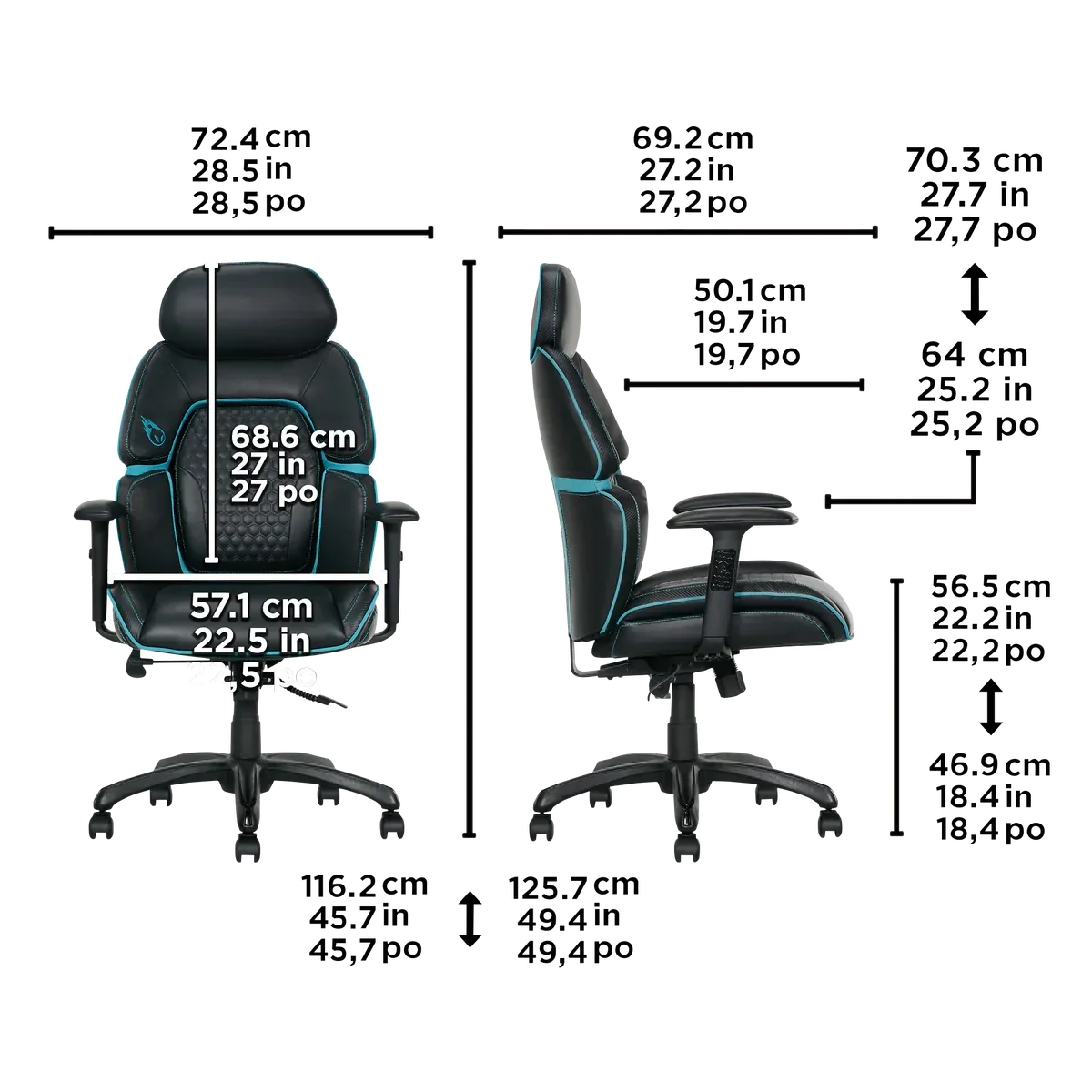 DPS Centurion Gaming Chair with Adjustable Headrest Black and Blue