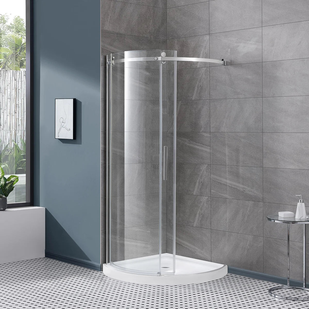 OVE Decors Aria Round Corner Shower Enclosure with Base
