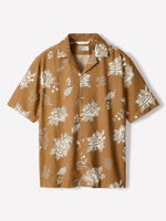 Linen-Blend Short-Sleeve Shirt with Print