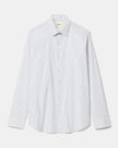 White Tailored-Fit Dress Shirt with Blue Stripes