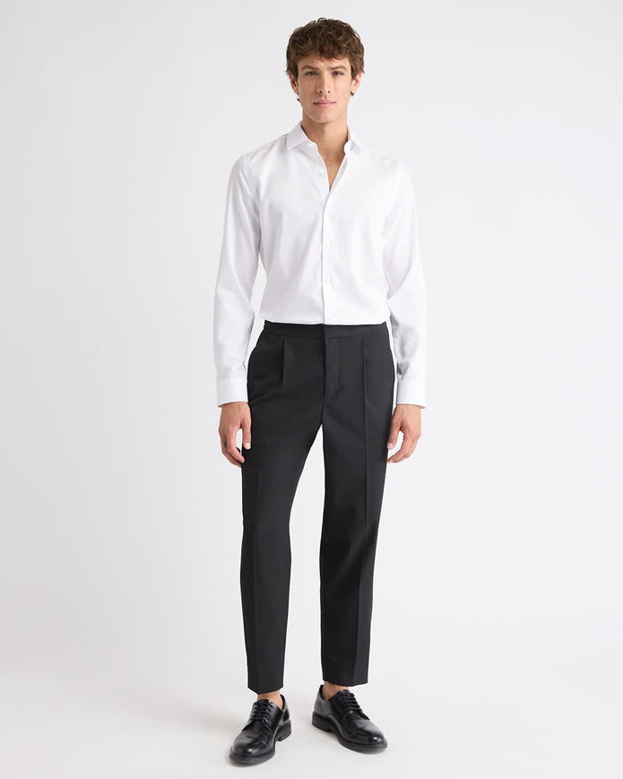 Slim-Fit Solid Cotton Modal Dress Shirt