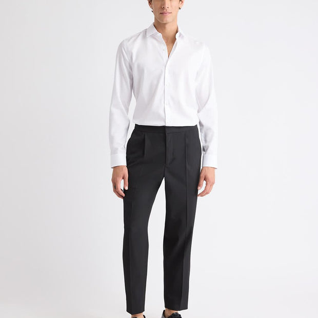 Slim-Fit Solid Cotton Modal Dress Shirt