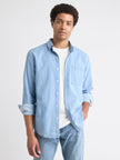 Long-Sleeve Denim Shirt with Chest Pocket