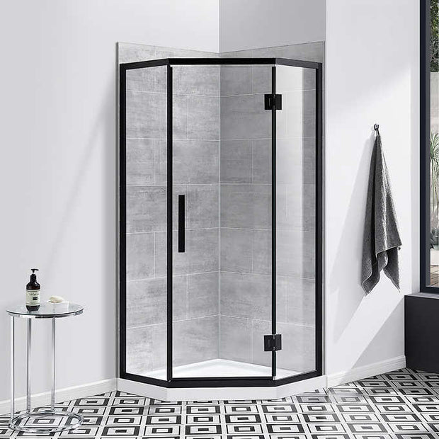 OVE Nicole Lux Neo-angle Corner Shower Kit with Tile Finish Wall