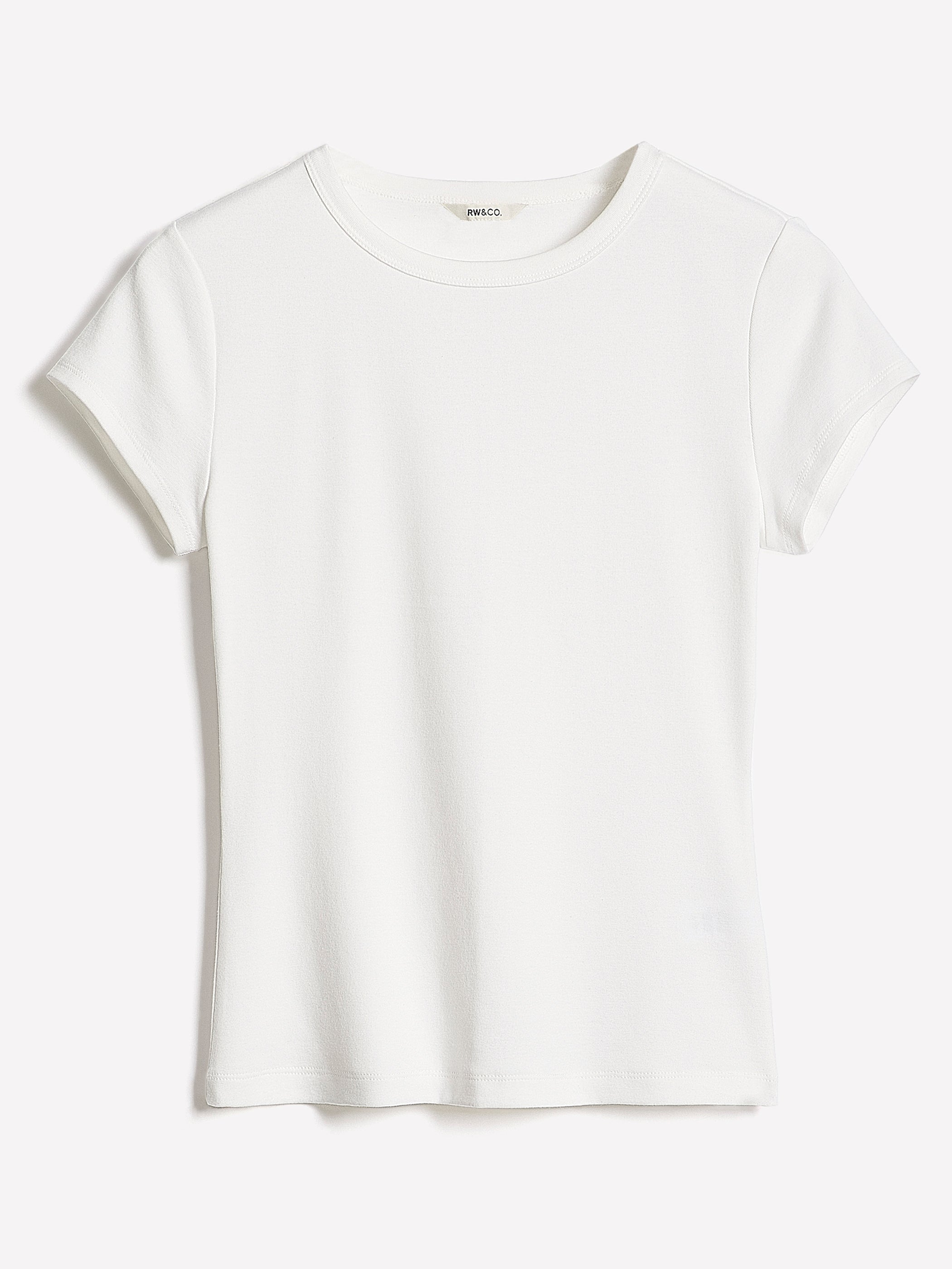Short-Sleeve Crew-Neck Ribbed Basic Tee