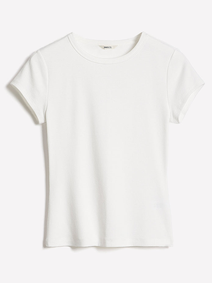Short-Sleeve Crew-Neck Ribbed Basic Tee