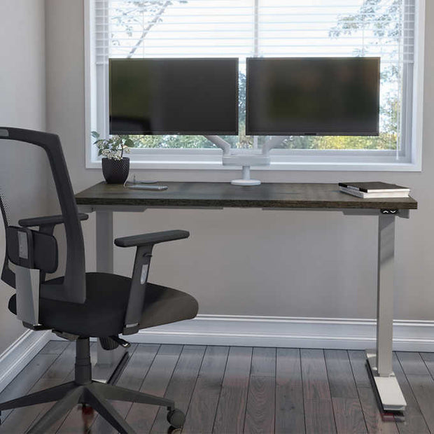 Bestar Upstand 61 cm × 122 cm (24 in. × 48 in.) Height-adjustable Desk with Dual Monitor Arm