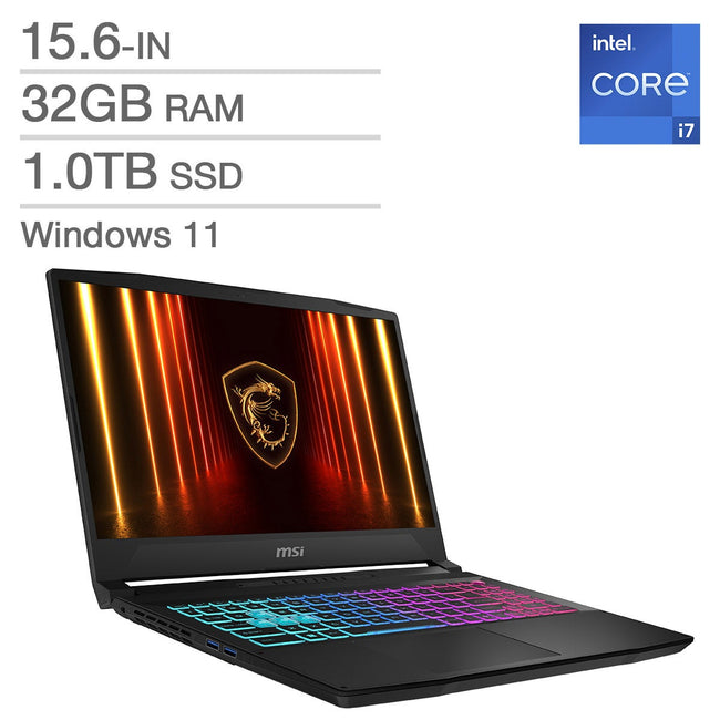 MSI Katana 15 HX 15.6-in. Gaming Laptop, Intel Core i7-14650HX - 32GB RAM, 1TB SSD, 8GB NVIDIA GeForce RTX 5060